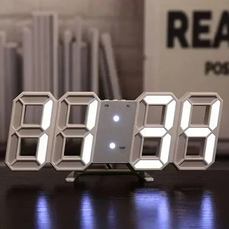 3D-Digital-Wanduhr, Dekoration für Zuhause, leuchtender Nachtmodus, einstellbare elektronische Uhr, Wohnzimmer, LED-Uhr, Dekor, Uhren, Garten