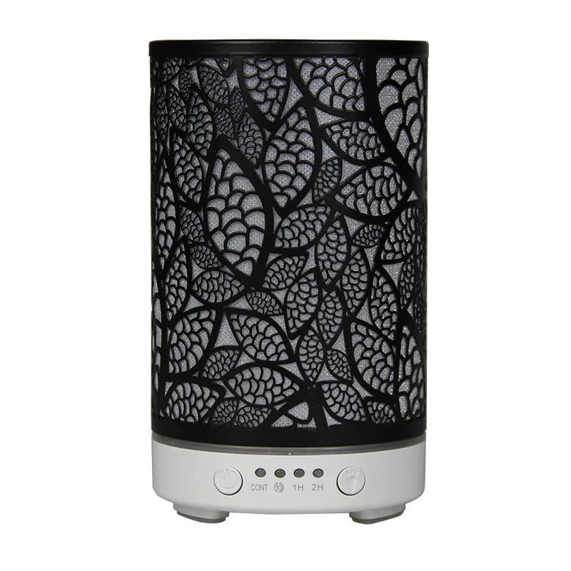 Aroma Diffuser Iron Hollow Leaves Ultrasonic Air Humidifier Desktop Humidifier Smart Home Appliances Room Decor with Led Light