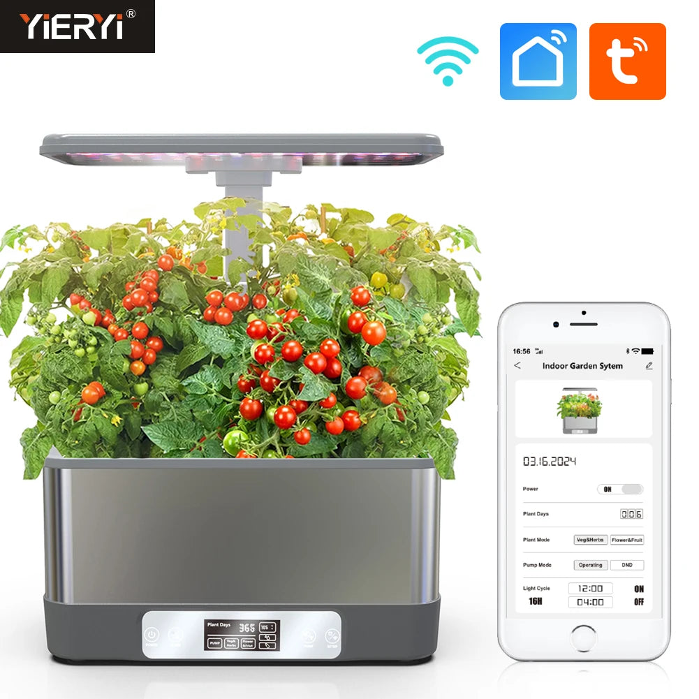 WiFi-Garten-Hydroponik-Anbausystem mit LED-Wachstumslicht, 8 Pods, Touchscreen, Smart Plants Grower Kit, Tuya-App-Steuerung für den Innenbereich