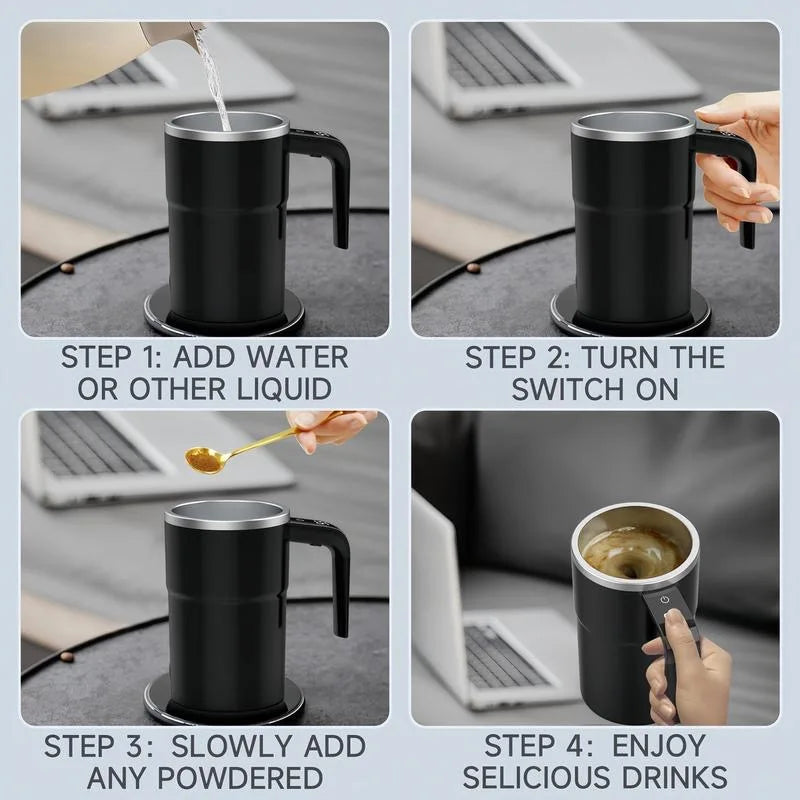 Neue USB-aufladbare automatische Magnettasse Elektrischer Kaffee Selbstmischender Becher IP67 Wasserdicht Lebensmittelecht 380ML Kaffeebecher Für Tee