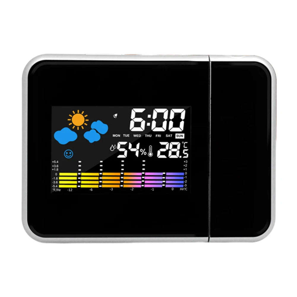 Smart Alarm Clock with Night Backlight Digital LED Projector Adjustable Projection Angle for Home Living Room Bedroom