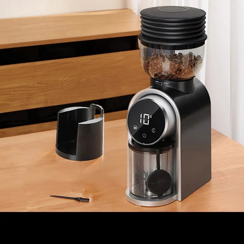 Italienische Kaffeemühle, einstellbare Grobheit, Smart-Screen, elektrische Bohnenmühle, Kaffeemühle für Zuhause mit italienischem Ständer
