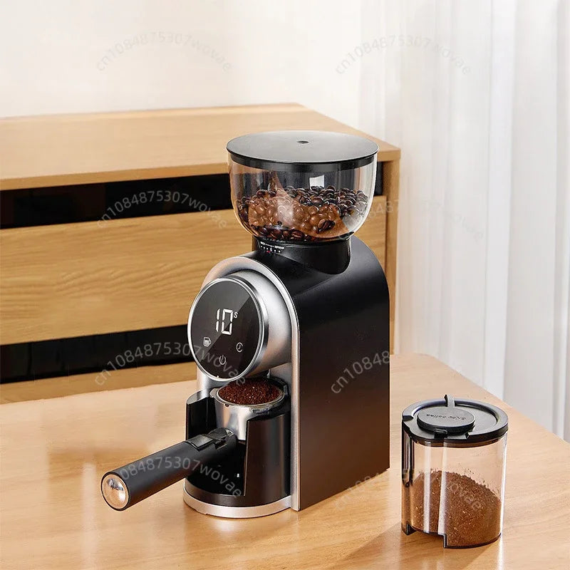 Italienische Kaffeemühle, einstellbare Grobheit, Smart-Screen, elektrische Bohnenmühle, Kaffeemühle für Zuhause mit italienischem Ständer