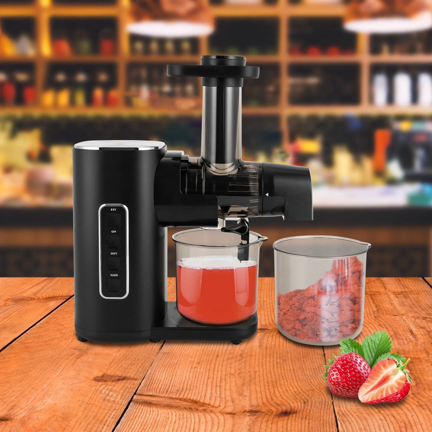 Large Capacity Slow Juicer Electric Powered Juice Squeezer with Non-Slip Feet Easy to Clean Adjustable Juicing Strength