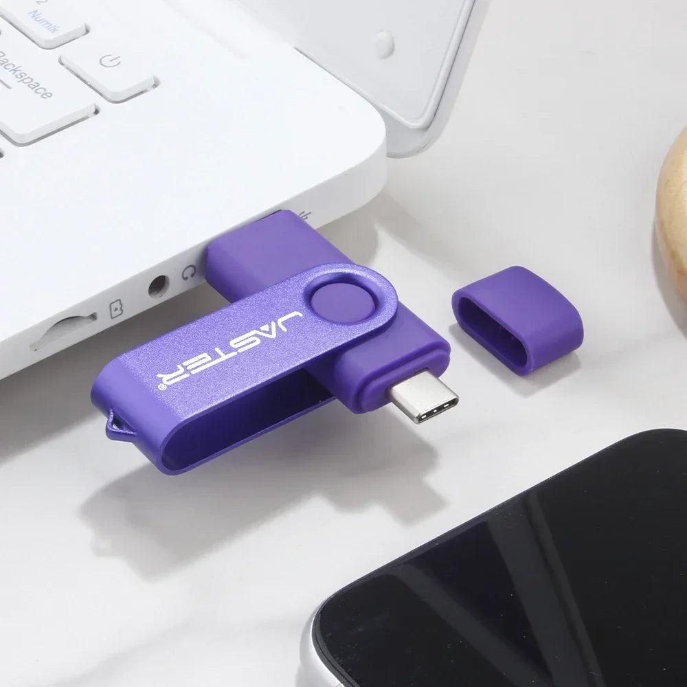JASTER TYPE-C Rotatable USB Flash Drive 128GB High Speed Memory Stick 64GB Portable Pen Drive 32GB U Disk 8GB 4GB Business Gift