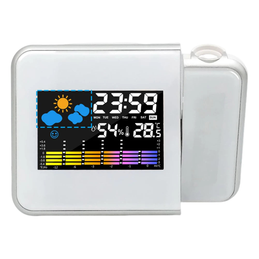 Smart Alarm Clock with Night Backlight Digital LED Projector Adjustable Projection Angle for Home Living Room Bedroom