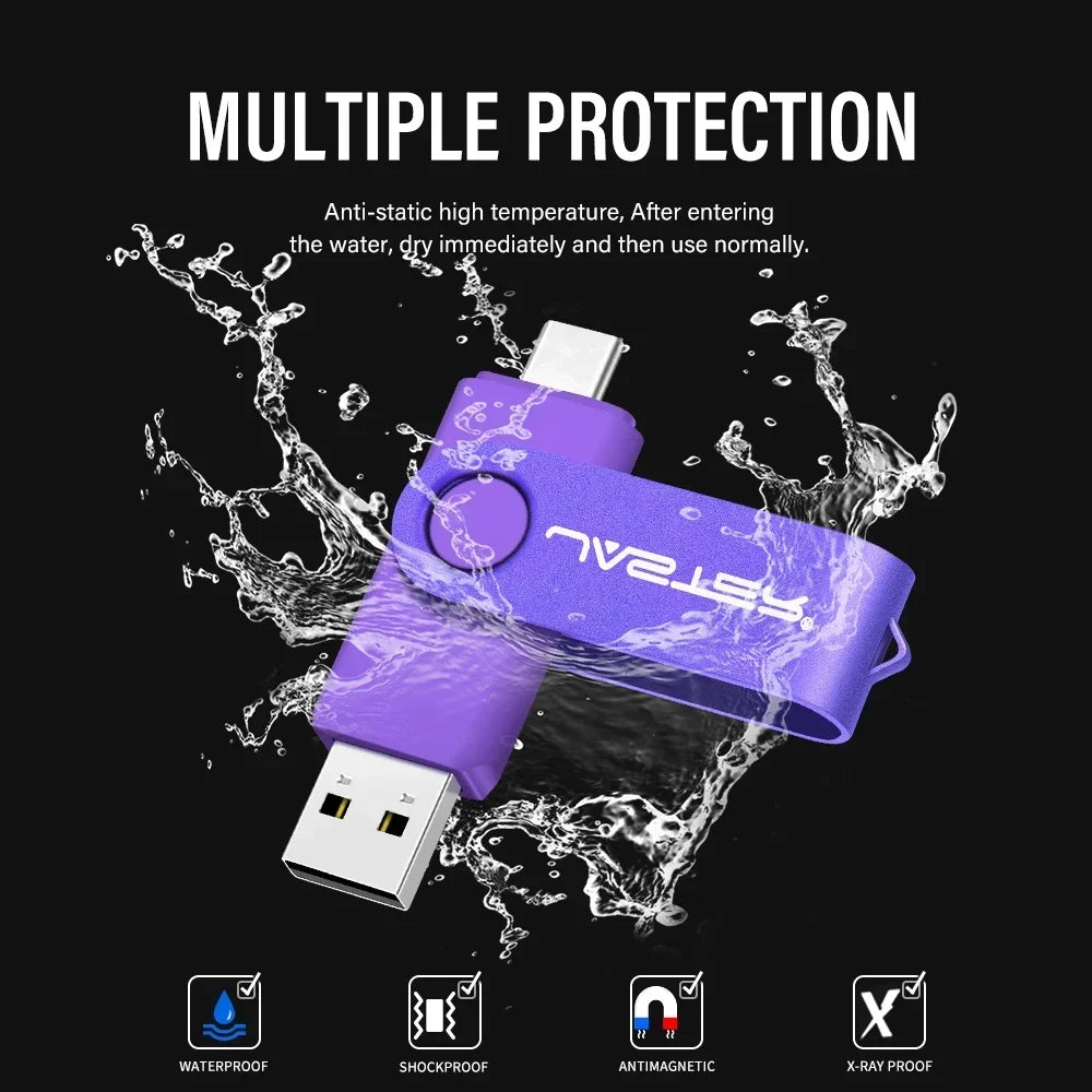 JASTER TYPE-C Rotatable USB Flash Drive 128GB High Speed Memory Stick 64GB Portable Pen Drive 32GB U Disk 8GB 4GB Business Gift