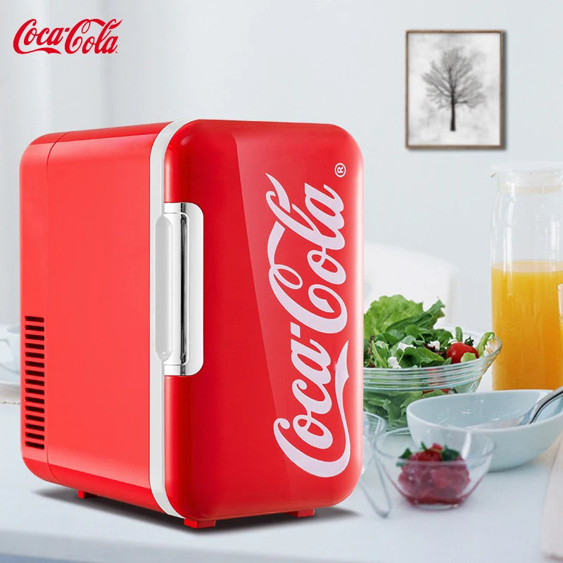6-Liter-Minikühlschrank Coca-Cola, multifunktionaler Kosmetik-Schlafsaal-Wärmer-Kühler-Kühlschrank für Zuhause, Auto, kleiner tragbarer Kühlschrank, 12 V/220 V